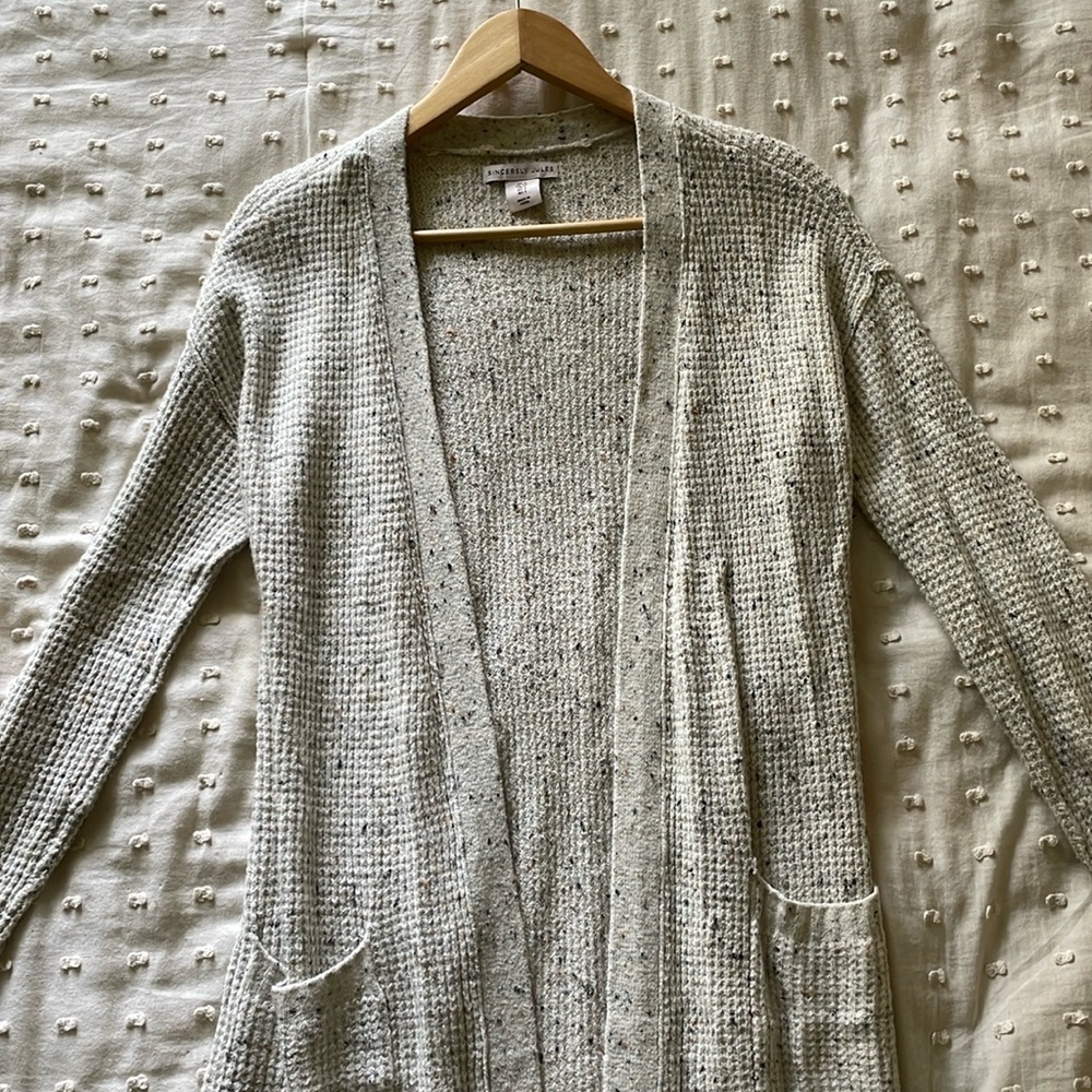 Beige waffle knit long sweater